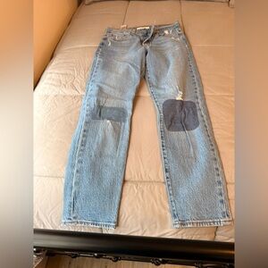 Levi's Light Blue Straight Jeans with Dark Patches